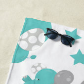 青い象のパターン,星,あなたの名前 ビーチタオル (インサイチュ)