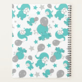 青い象のパターン，星，あなたの名前 プランナー手帳 (裏面)