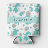 青い象のパターン,星,あなたの名前 缶クーラー (正面)