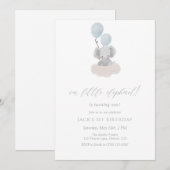 青い象のファーストバースデー招待状 招待状 (正面/裏面)