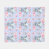 青い象のフリースケット フリースブランケット (正面(横))