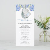 青い象のフローラ水の色の赤ちゃんシャワーメニュー プログラム (スタンド正面)