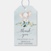 青い象のベイビーシャワープレゼントタグ ギフトタグ (正面)