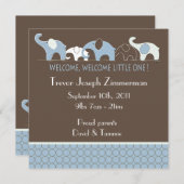 青い象のベビーの発表 案内状 (正面/裏面)