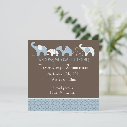 青い象のベビーの発表 案内状 (スタンド正面)