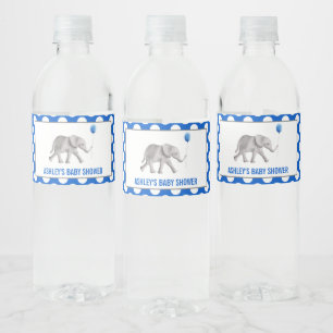 青い象のベビーシャワーの水差しのラベル ペットボトルラベル