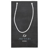 青い象のベビーシャワーはゲストの好意感謝していしています スモールペーパーバッグ (裏面)