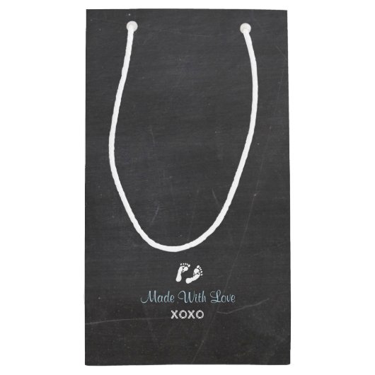 青い象のベビーシャワーはゲストの好意感謝していしています スモールペーパーバッグ (裏面)