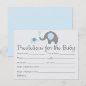 青い象のベビー予測カード 赤ちゃんのシャワー インビテーションポストカード (正面/裏面)