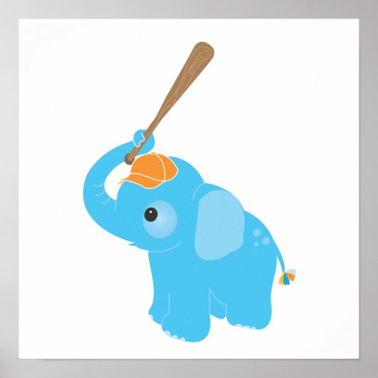 青い象の保育園の壁アートプリント ポスター (正面)