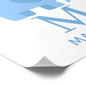 青い象の動物男の赤ちゃんモノグラム子供部屋 ポスター (角)