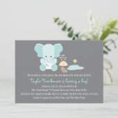 青い象の小さい鳥のベビーシャワー 招待状 (スタンド正面)