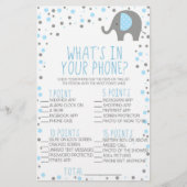 青い象の携帯電話の赤ちゃんシャワーゲーム 便箋 (正面)