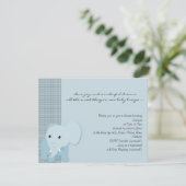 青い象の格子縞のベビーシャワーの招待状 招待状 (スタンド正面)