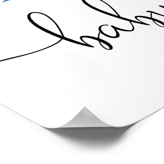 青い象の男の子のシャワー歓迎サイン ポスター (角)