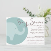 青い象の男の子ベビーシャワー招待状 招待状 (スタンド正面)