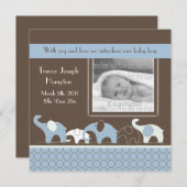 青い象の男の赤ちゃんの発表 案内状 (正面/裏面)