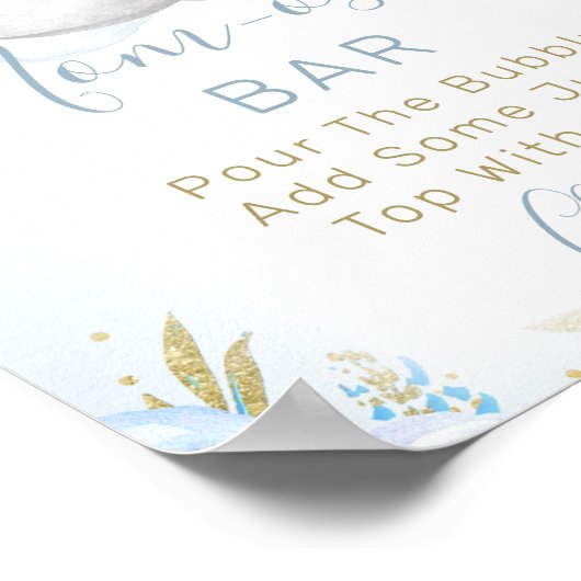 青い象の私たちは月の赤ん坊シャワーのサインの上にいる ポスター (角)