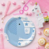 青い象の紙皿 ペーパープレート (パーティー)