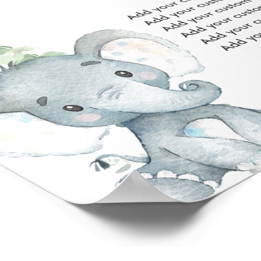 青い象の緑のカスタムが自分の看板を作る ポスター (角)