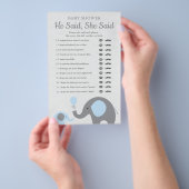 青い象の赤ちゃんシャワー彼は彼女はゲームを言った チラシ (ハンドル)