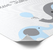 青い象の赤ん坊シャワーの好意は1つのサインを取る ポスター (角)