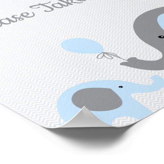 青い象の赤ん坊シャワーの好意は1つのサインを取る ポスター (角)