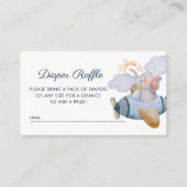 青い象の飛行機おむつくじー赤ちゃん歓迎会 エンクロージャーカード (正面)