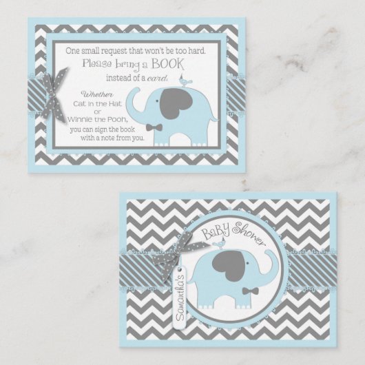 青い象の鳥がブックカードを持ち込む エンクロージャーカード (正面/裏面)