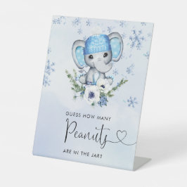 青い象びんの中にピーナッツの数 台座サイン