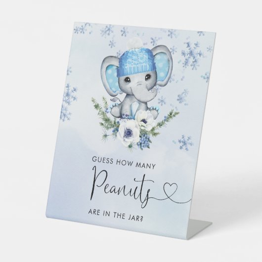 青い象びんの中にピーナッツの数 台座サイン (正面)