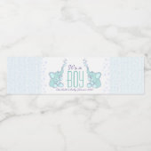 青い象を並べる男の子 ペットボトルラベル (シングルラベル)