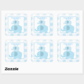 青い象モダンの正方形の好意ステッカー – 青 スクエアシール (シート)