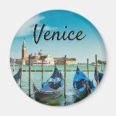 青い象徴的なゴンドラのあるヴェネツィアグランドカナル マグネット (正面)