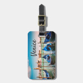 青い象徴的なゴンドラのあるヴェネツィアグランドカナル ラゲッジタグ (正面縦)