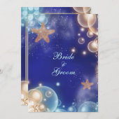 青い象牙の結婚式のエンゲージメント #2 招待状 (正面/裏面)