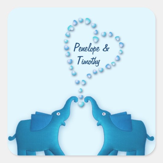 青い象 スクエアシール (正面)