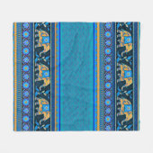 青い象 フリースブランケット (正面(横))