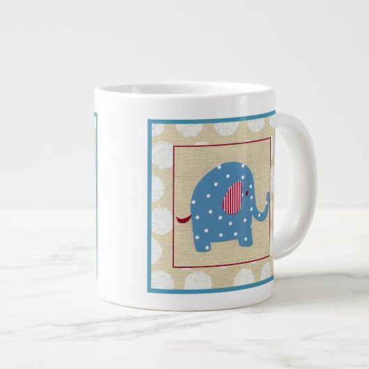青い象(白い水玉模様) ジャンボコーヒーマグカップ (正面右)