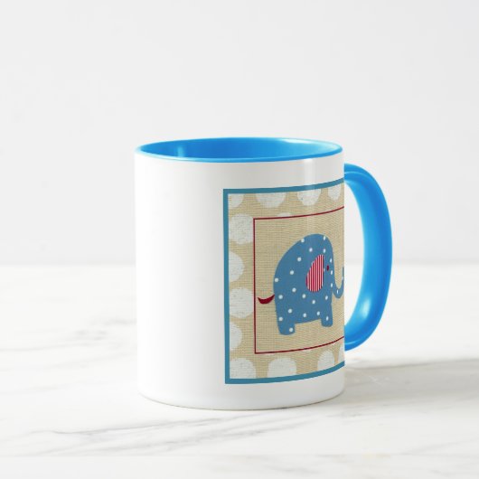 青い象(白い水玉模様) マグカップ (正面右)