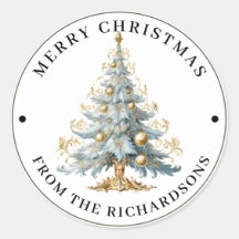 青い豪華なヴィクトリア調のクリスマスツリー メリークリスマス