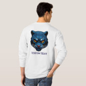 青い豹の頭のシルエット Tシャツ (裏面フル)