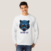 青い豹の頭のシルエット Tシャツ (正面フル)
