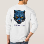 青い豹の頭のシルエット Tシャツ (裏面)