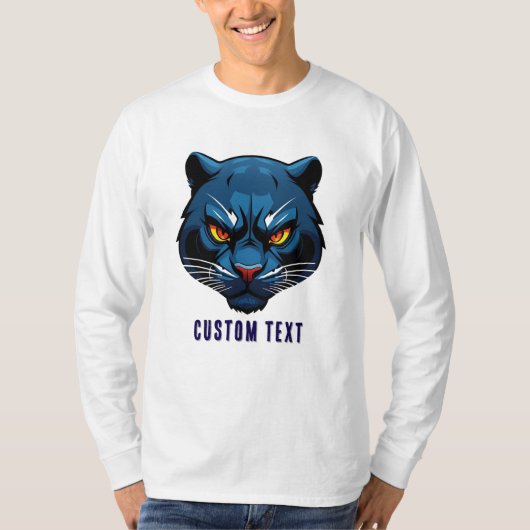 青い豹の頭のシルエット Tシャツ (正面)