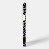 青い豹柄の金箔モノグラム Case-Mate iPhoneケース (裏面 / 右)