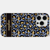 青い豹柄の金箔モノグラム Case-Mate iPhoneケース (裏面 (横))