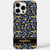 青い豹柄の金箔モノグラム Case-Mate iPhoneケース (裏面)