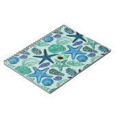 青い貝とヒトデの模様の影 ノートブック (左側)