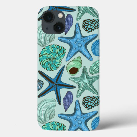 青い貝とヒトデの模様の影 Case-Mate iPhoneケース (裏面)